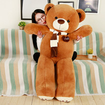 Giant Teddy Bear Plush Toys Stuffed Animals Soft Scarf Heart Bear Hold Pillow Bi - £46.00 GBP
