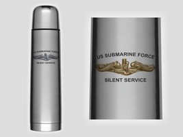 NAVY SUBMARINE FORCE SILENT SERVICE GOLD OR SILVER DOLPHIN 25 OZ THERMOS - £31.44 GBP