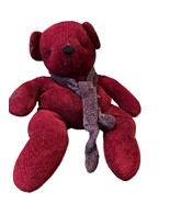 Chenille Plush Teddy Bear Red Wine Purple Scarf 14&quot; Pottery Barn - $280.23 MXN