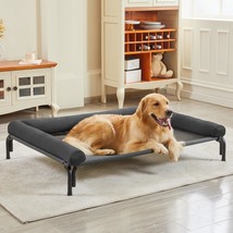 Cooling Elevated Dog Bed For Large Dogs - Quick Install, Raised Dog Cot With Bol - £40.45 GBP