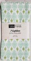 Set Of 4 Same Fabric Cotton Napkins(18&quot;x18&quot;)SOLID Mitered,Ditsy Foulard,Aqua,Ahf - £14.00 GBP