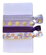 Elastic Hair Tie Ponytail Holder No Crease FOE 4 Pack &#39;Purple Pastels’ - £3.99 GBP
