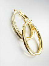 ELEGANT CLASSIC Smooth 18kt Gold Plated OVAL Hoop Earrings - $17.99