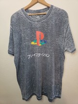 Play Station One Shirt Mens LARGE Grey Logo Graphic Japanese Kanji 2018 - $10.57