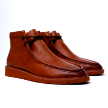 Men&#39;s TAYNO Wallabee Chukka Boots Mojave Smooth Leather Light Weight Cognac - £63.92 GBP