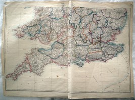 Map Southern England Weekly Dispatch Atlas by Weller c1869 - £33.58 GBP