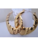 Gold Fill Hip Hop Rugged Large Patterned Hoop Earrings Women UK - £3.94 GBP+