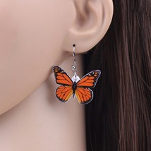 Acrylic Drop Dangle Long Big Insect Monarch Butterfly Earrings For Women Fashion - £6.80 GBP