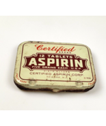 Vintage 1939 Certified Aspirin Medicine Tin Box Only Empty Newark NJ - $19.46