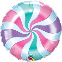 Candy Land Pastel Swirl Round 18&quot; Mylar Foil Balloon Party Decoration New - $3.95