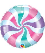 Candy Land Pastel Swirl Round 18&quot; Mylar Foil Balloon Party Decoration New - $5.54 CAD