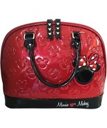 Minnie Mouse Tote Purse Red Debossed with Bag Charm Loungefly Licensed L... - $154.64 CAD