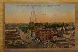 Vintage Postcard California Santa Clara Street Electric Tower San Jose CA View - £10.11 GBP