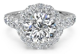 3.15Ct Round Cut White Diamond Solid 925 Sterling Silver Halo Engagement Ring - £83.93 GBP