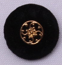 50 Buttons -  7/8&quot; Black Velour Shank Buttons w/ Gold Metal-Look Center ... - $16.97