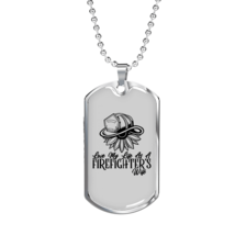 As A Firefighter&#39;S Wife Firefighter Stainless Steel or 18k Gold Dog Tag 24&quot; Cha - £37.92 GBP+