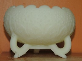 Fenton Art Glass Rose Bowl 5.25&quot;x3.75&quot; Yellow Custard Orange Tree pattern - $17.09