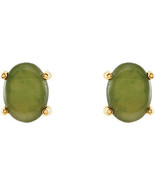 14K Yellow Gold Nephrite Jade Earrings - $480.26 CAD