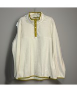 LIV Outdoor Pullover Fleece Cream White Snap Neck Mustard Trim Sweater M... - €21,22 EUR