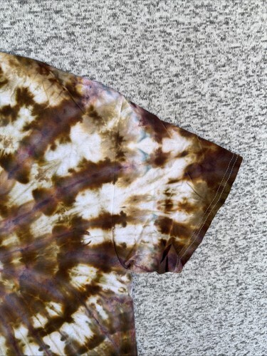 NEW Gilden Men’s Brown Cream Spiral Ice Tie Dye Short Sleeve Shirt Size Large Item image 2