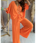 Elizabeth Women’s Summer 2 Pcs Outfits Half Sleeve V Neck Wide Leg Pant ... - $493.99 MXN
