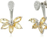 Sterling Silver 925 3.6 Ct Marquise Citrine Cubic Zirconia Floral Earrin... - $41.24