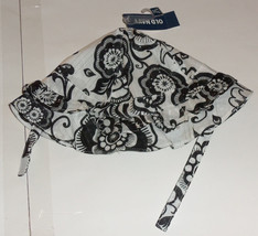 NWT GIRLS BLACK &amp; WHITE FLORAL W/ SILVER PINSTRIPE LINED BUCKET HAT  SIZ... - £10.99 GBP