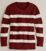 J.Crew Women&#39;s Brown Chainlink Cable Sweater in Stripe, size L, NWT - £67.73 GBP