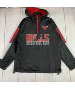 Chicago Bulls Basketball NBA Medium Black 1/4 Zip Windbreaker Jacket New... - $548.16 MXN