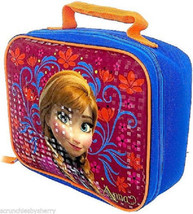 Disney Frozen Anna Lunch Box Bag Tote School Red Blue New - £21.54 GBP