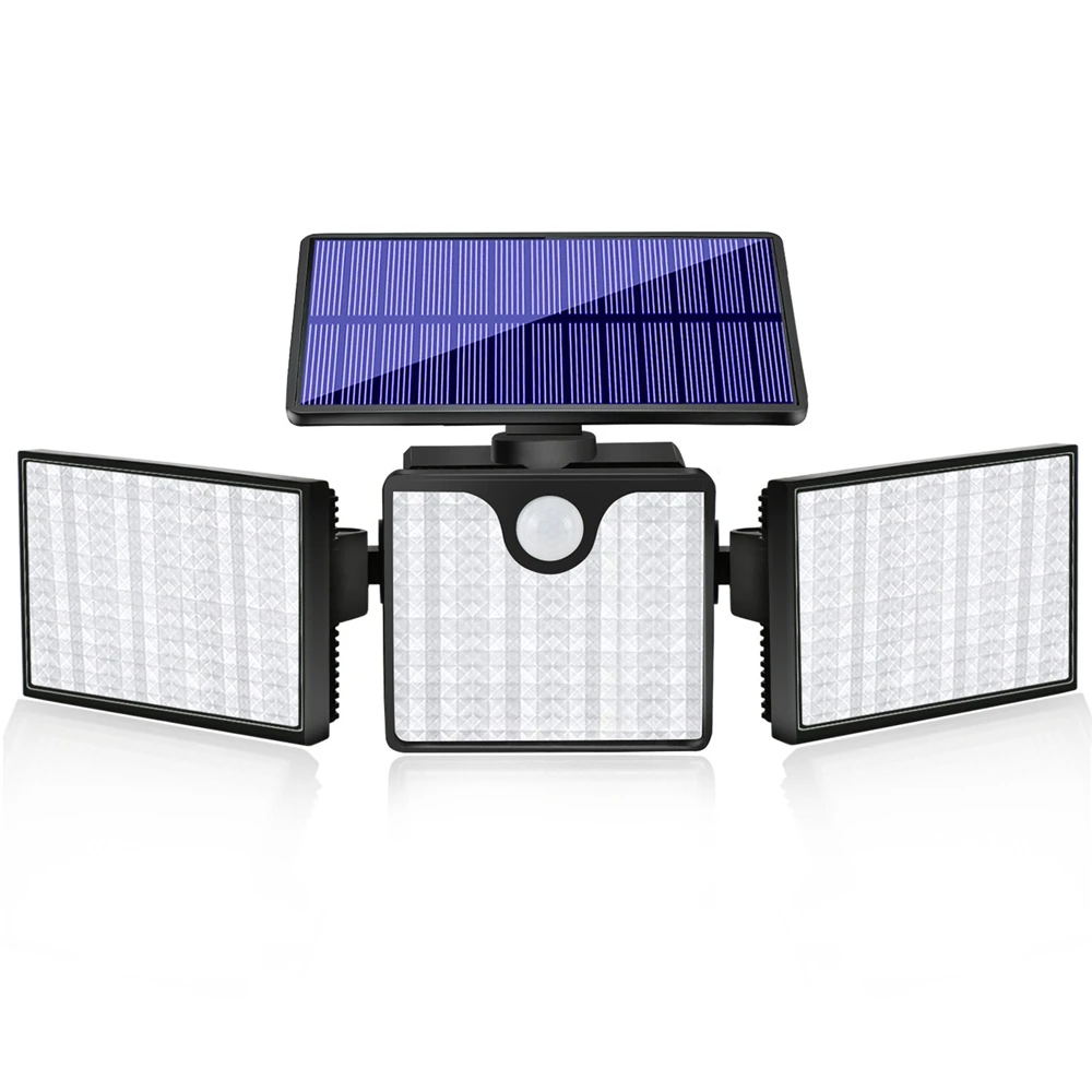 Solar Security Light Outdoor 266 LED Adjustable 360 3 Heads Wireless Motion Sens - £215.53 GBP