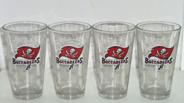 Tampa Bay Buccaneers Glass Drinking Satin Etched Flags NFL Football Lot of 4 - £47.91 GBP