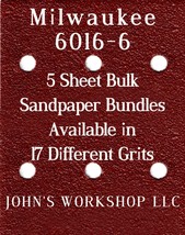 Milwaukee 6016-6 - 1/4 Sheet - 17 Grits - No-Slip - 5 Sandpaper Bulk Bundles - £4.00 GBP