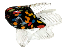 Hand Blown Studio Art Glass Fish Sculpture 4.5&quot;Hx4.5&quot;W Signed &amp; Dated 19... - $21.99