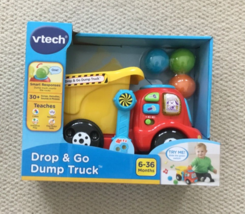 VTeach Drop and Go Dump Truck Yellow Play Melodies Learning Toy 6-36mo New - £11.95 GBP
