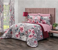 Maritza Roses Reversible Comforter Set And Sheet Set 8 Pcs Queen Size - £134.52 GBP