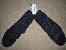 Womens Girls Aeropostale Knit Gloves Fold Over Mittens Black Winter Snow New $20 - £7.98 GBP