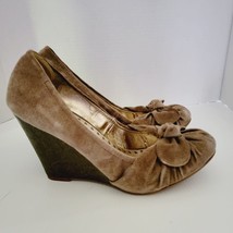 Libby Edelman Womens Wedge Heels Size 10 Soft Leather Suede  Light Brown - £14.49 GBP
