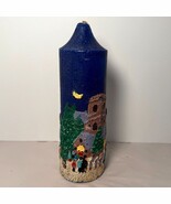 Christmas Night Scene Candle, Church, carolers 7”1980s, vintage - $18.93