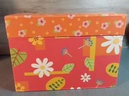 Greeting Card Organizer Box 5 Dividers Orange Flowers Various Cards Incl... - £18.11 GBP