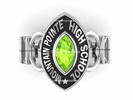 custom class ring Silver 925 marquise cut Ring, Personalized High School Ring - £127.87 GBP
