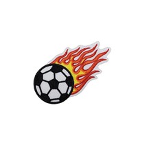 #E03882 Sports Fire/Flame Soccer Embroidery Iron On Applique Patch-3.75&quot;... - £11.72 GBP