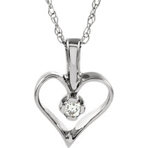 14K White, Yellow or Rose Gold Diamond Heart Necklace - £208.14 GBP