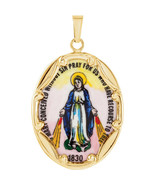 14K Yellow Gold Miraculous Hand-Painted Porcelain Medal - £128.19 GBP