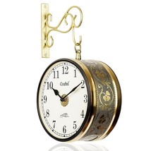 Metal Analog Double Sided Vintage Station Wall Clock with Brass in dial (Shiny G - £344.46 GBP