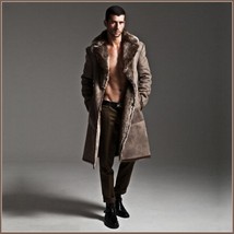 Men's 2 in 1 Warm Full Pelt Long Luxury Mink Faux Fur Soft Leather Trench Coat image 7