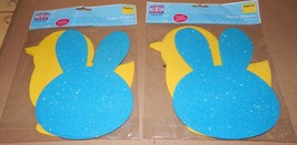 Easter Foam Shapes 2pks 8 Total 8&quot; x 6&quot; Glitter Bunnys &amp; Yellow Chicks 111E - $5.49