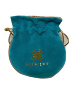 Rustic Cuff Velvet Jewelry Bag Pouch Drawsting Teal and Gold 5.5 x 5 - $7.43