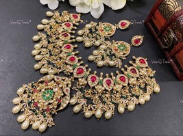 VeroniQ Trends-South Indian Style Bridal Necklace-Peacock Motif-Gold Plated  - £375.69 GBP