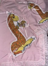 Pink Giraffe Crib Sheet &amp; Pillowcase Set  Vintage Handmade - $19.35